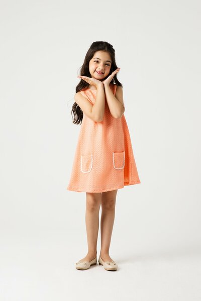 Orange Lace A-Line Dress