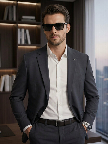 Black Plain Two Piece Suit (SF-133)