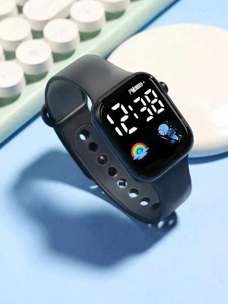 Shein - 4/1pc Men's Fashionable And Simple LED Heart-Shaped Digital Display Electronic Watch