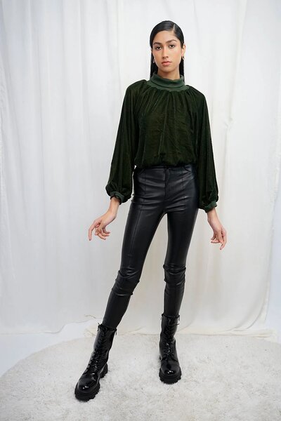 VYBE - x Munib Nawaz - Velvet Crop High-Neck- Green