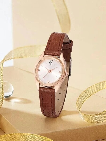 Shein - Quartz Watch With Rhinestone Detailing