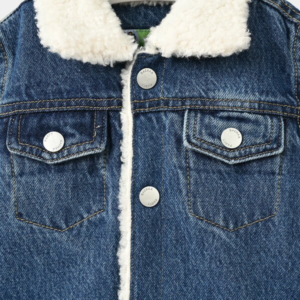 Infant Boys Denim Rigid Jacket White Sherpa - BLUE