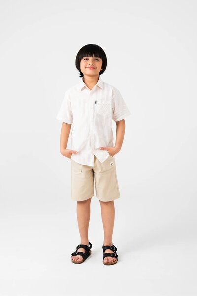 Boys Off-White Cotton Stripe Shirt