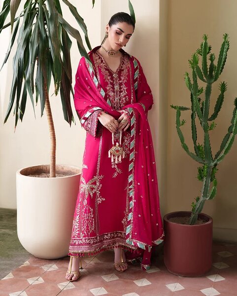 Mahenoor by Roheenaz Unstitched Embroidered Raw Silk 3 Piece Suit RN26UMR Mahveen RUNES260104 - Festive Collection