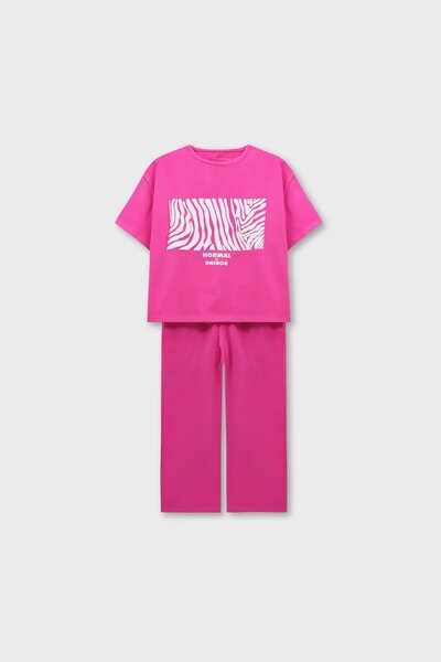 Hot Pink Graphic Jersey Co-ord Set