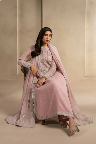 Xenia Formals Unstitched Embroidered Chiffon 3 Piece Suit XF-1289 Nila - Festive Collection