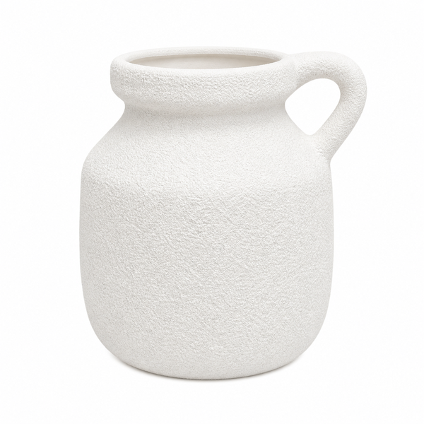 Large Textured Slender White Decorative Vase – Modern Sculptural Statement Piece