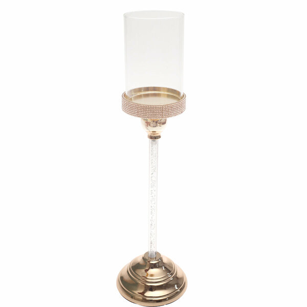 Console Piece Large Gold Candle Holder – Luxury Metal & Glass Décor, 16 Inch Height