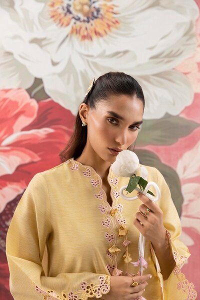 Stitched Embroidered Chambrey Shirt