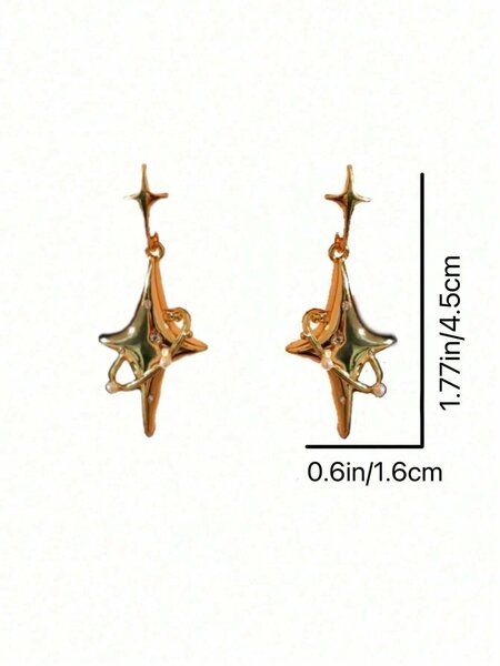 Shein - 1 Pair Fashion Luxury Star Shaped Drop Earrings