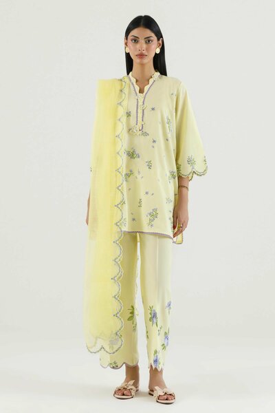Stitched Embroidered Lawn Suit