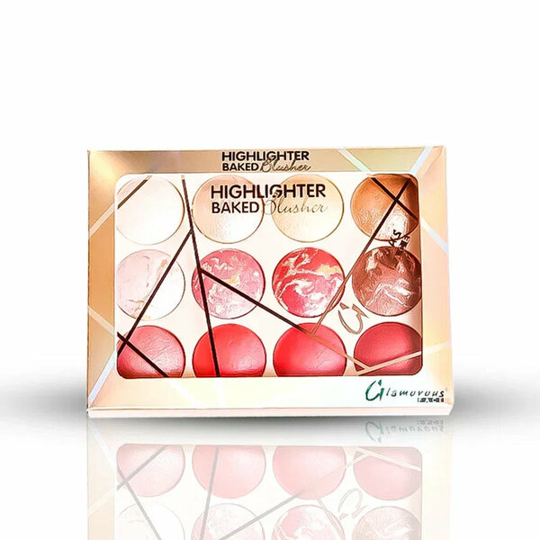 Glamorous Face - 12 Color Highlighter & Blush On Palette