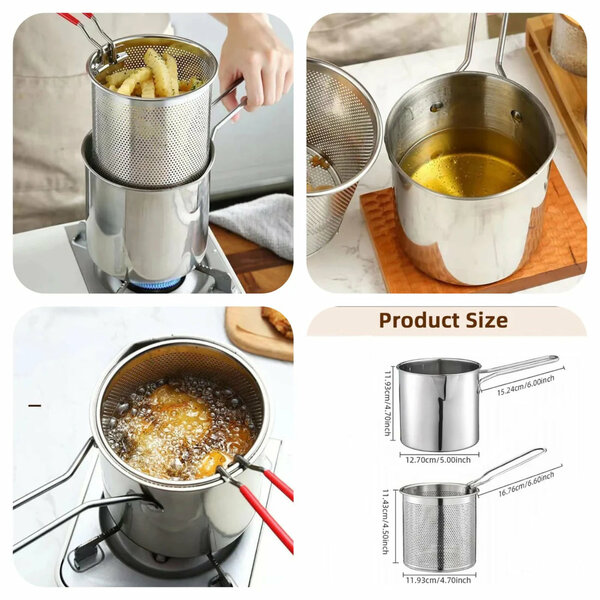 Home.Co - Stainless Steel Deep Frying Pot (1200ml)