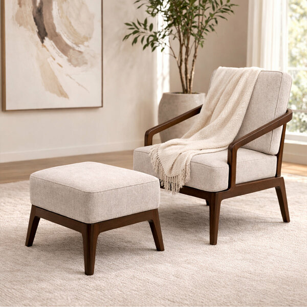 Oaklin Lounge Accent Chair with Ottoman Armchair & Footrest Set