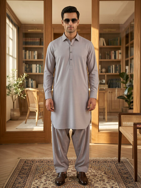 Grey Designer Shalwar Kameez (SK-739)