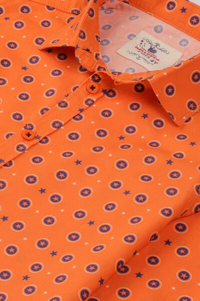 Orange Starburst Casual Shirt