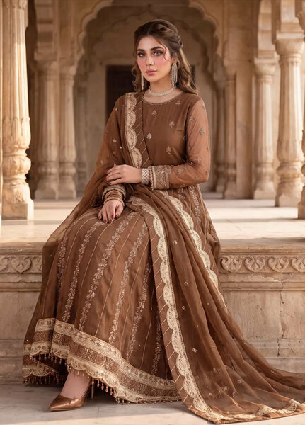 Salitex Unstitched Embroidered Net 3 Piece Suit SUNS8JI518 - Festive Collection