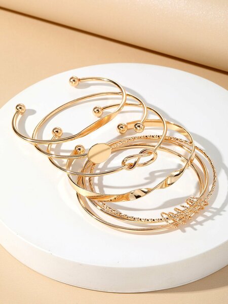 Shein - 5 Pcs Metal Women'S Sexy Simple Daily Bracelet Set