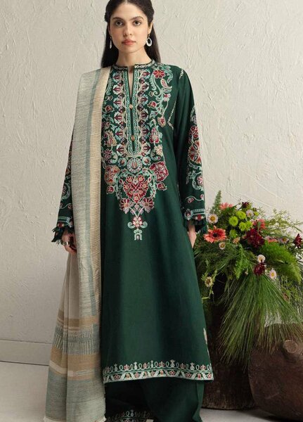 Coco by Zara Shahjahan Unstitched Khaddar 3 Piece Suit CZS26UKW OCHRE 2B - Winter Collection