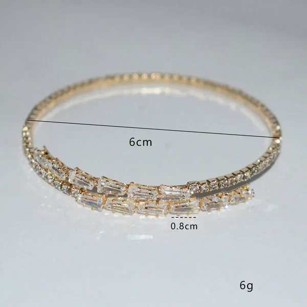 Shein - 1pc Fashion Cubic Zirconia Decorated Open Cuff Bracelet