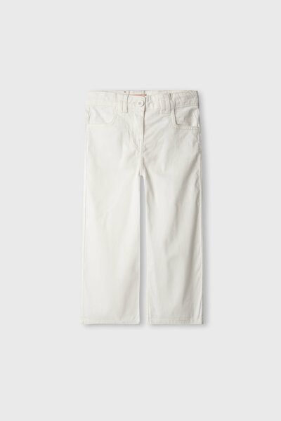 Girls Ivory Ease Wide-Leg Twill Pants