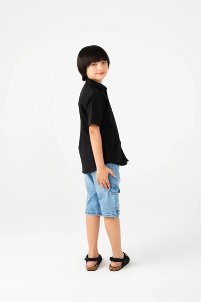 Deep Black Classic Boys’ Cotton Shirt