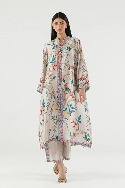 Stitched Printed Satin Shirt + Culotte