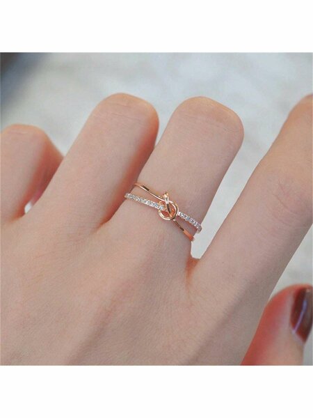 Shein - S925 Sterling Silver Ring With New Twisted Knot Design & Sparkling Cubic Zirconia