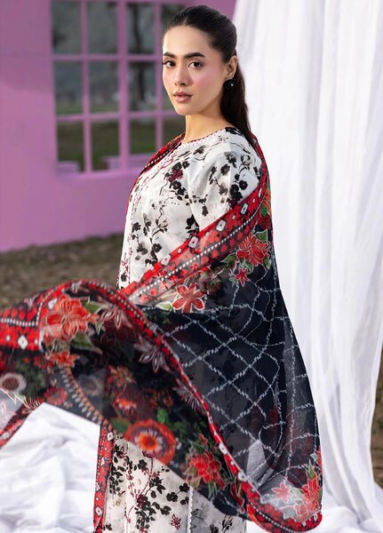 Summer Printkari Exclusive by RajBari Unstitched Embroidered Lawn 3 Piece Suit RB26USP D-10 - Casual Collection
