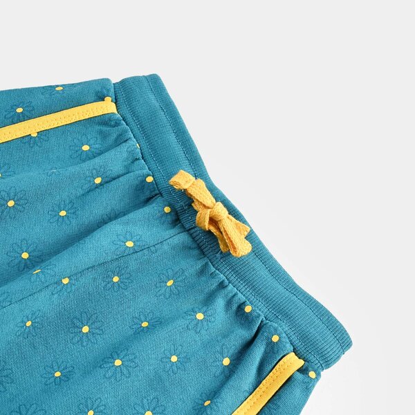 Girls Cotton Terry Short DAISY FLOWER-Blue