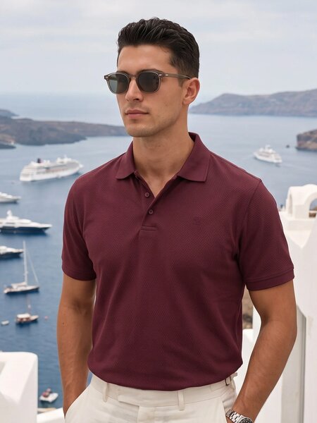 Maroon Textured Popcorn Polo T-Shirt (POLO-1239)