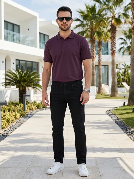 Maroon Contrast Tipping Polo T-Shirt (POLO-1281)
