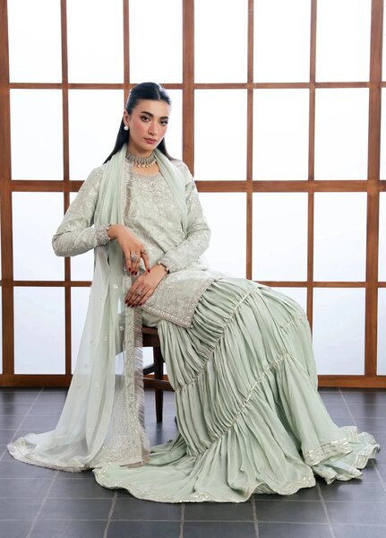 Xenia Formals Unstitched Embroidered Chiffon 3 Piece Suit D-03 Jira - Festive Collection