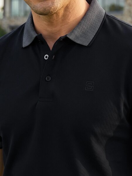 Black Jacquard  Polo T-Shirt (POLO-1187)