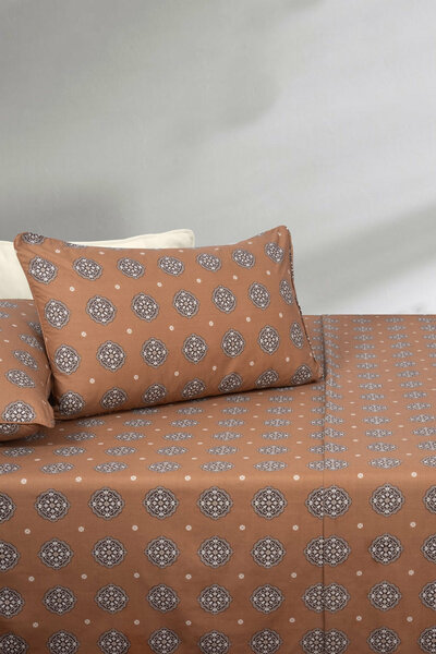 Amber Brown T-150 Bed Sheet Set