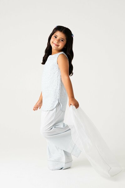 Silver Mint Sparkle Kurta Set - 3pc