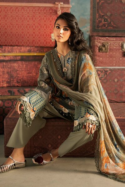 M Prints by Maria B Unstitched Embossed Cambric 3 Piece Suit MB26UPC 3A - Casual Collection
