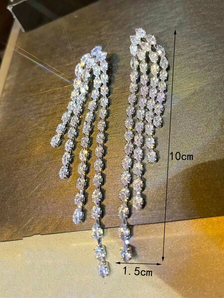 Shein - 1Pair Exaggerated Heavy Industry Copper Alloy Fringe Earrings