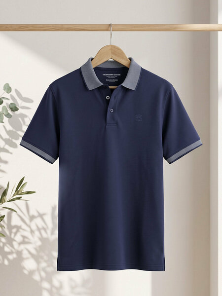 Navy Blue Jacquard  Polo T-Shirt (POLO-1247)