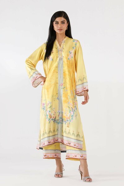 Stitched Printed Satin Shirt + Culotte