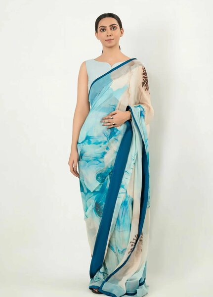 Imran Aftab RTW Printed Chiffon Saree IASC-UF-21 - Festive Collection