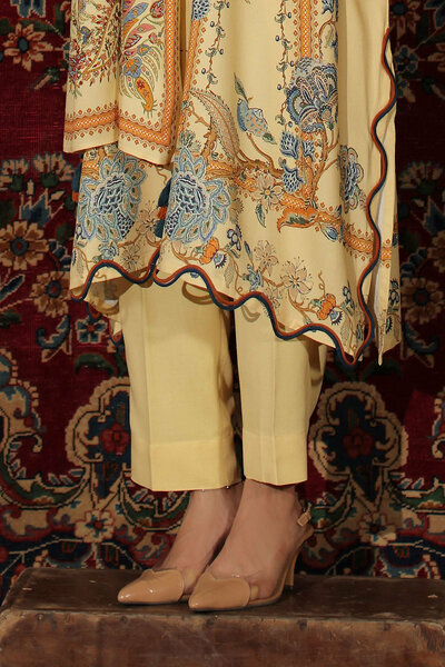 3 Piece Printed Crepe Dobby Suit