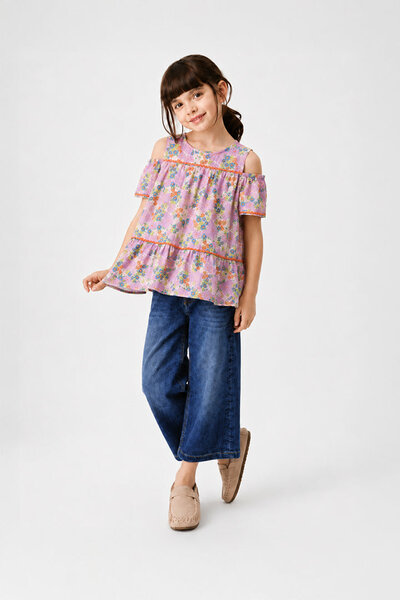Floral Doriya Lawn Smocked Top