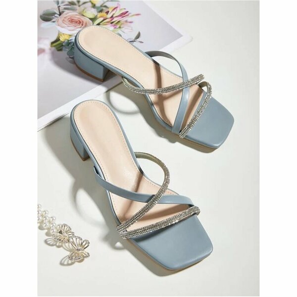 Shein - Rhinestone Detail Mule Sandals