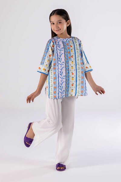 Stitched Kids Printed Dobby Shirt