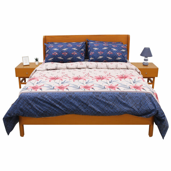 Pink Floral Double Bedding Set – 6 Piece Soft Elegant Printed Bed Linen