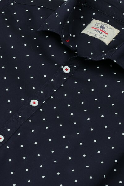 Navy Polka Dot Casual Shirt