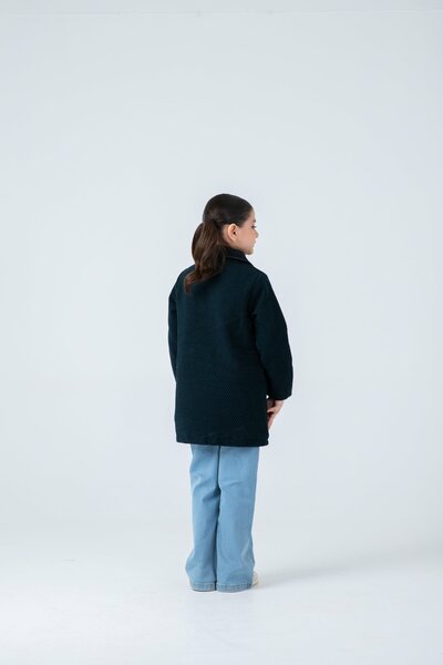 Girls Chic Black Felt Coat