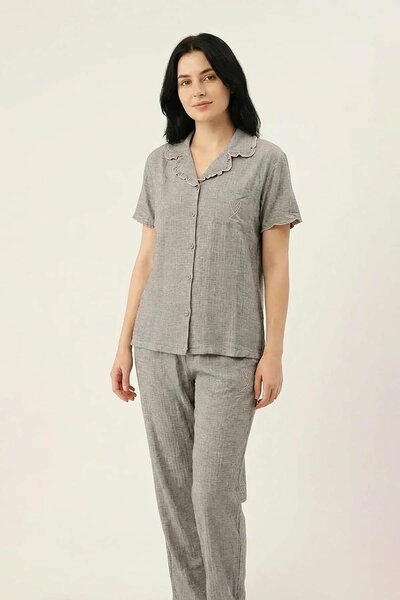 BLS - Ribbed Cotton Pajama Set - Grey