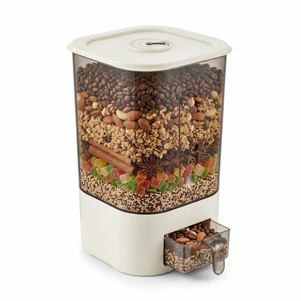 Smart Rice Dispenser 10KG Cream | Food Storage Container